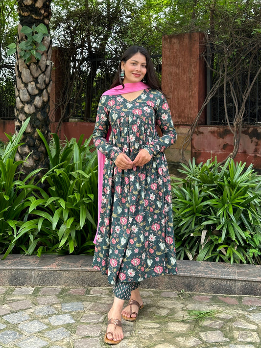 Bottle green Mohini suit set