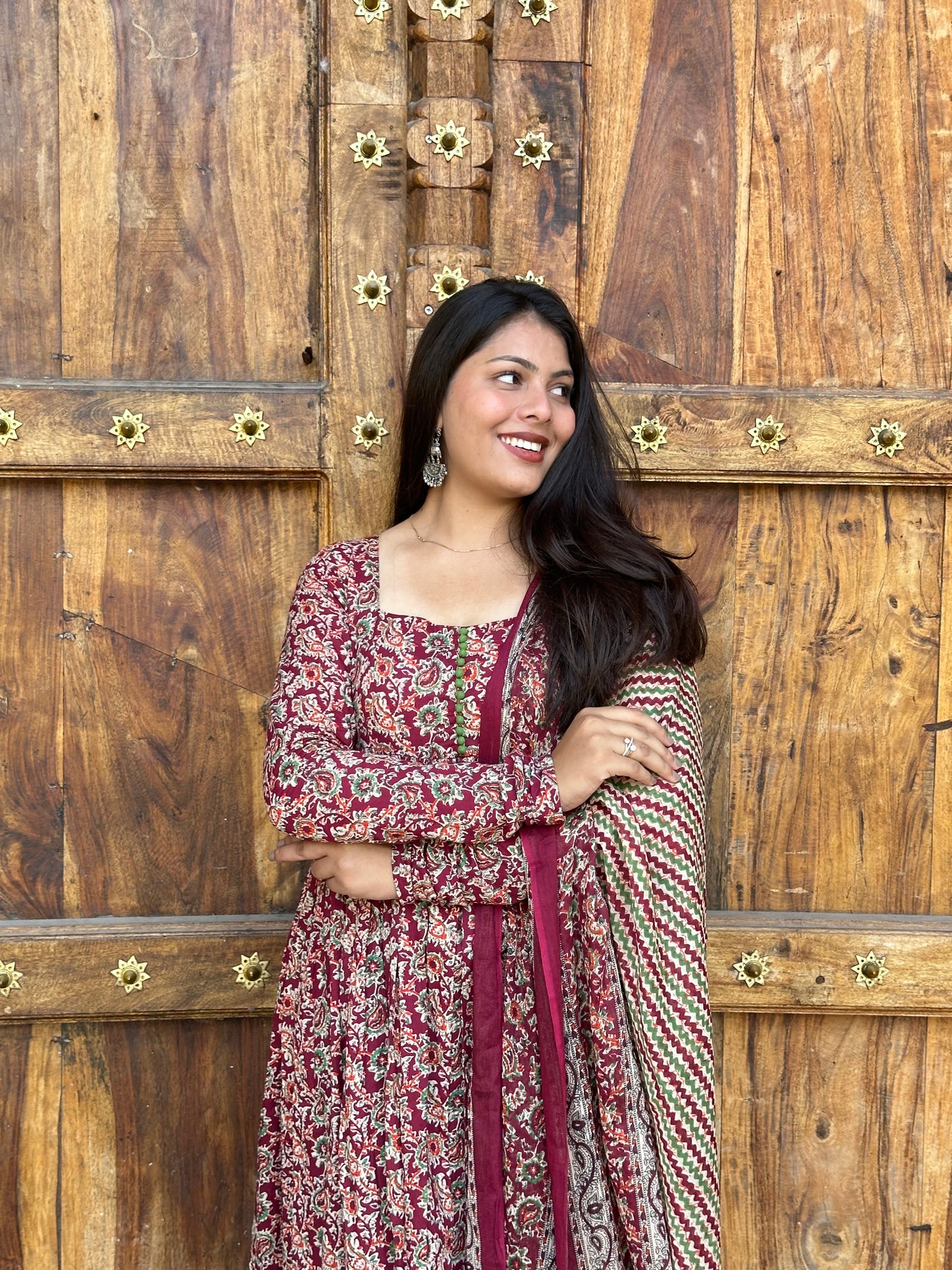 Maroon kalamkari suit set