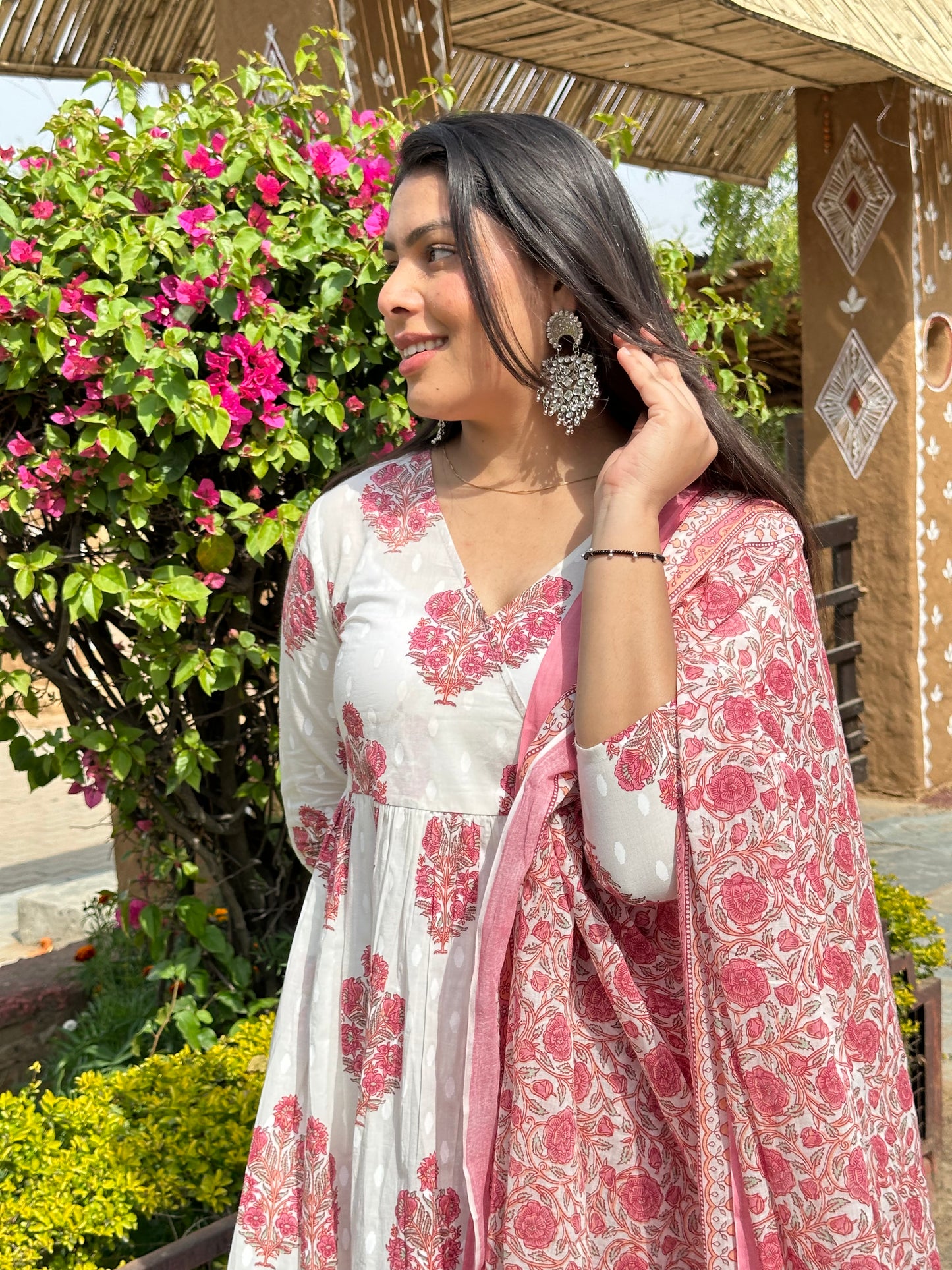 Pink blossom Angrakha suit set