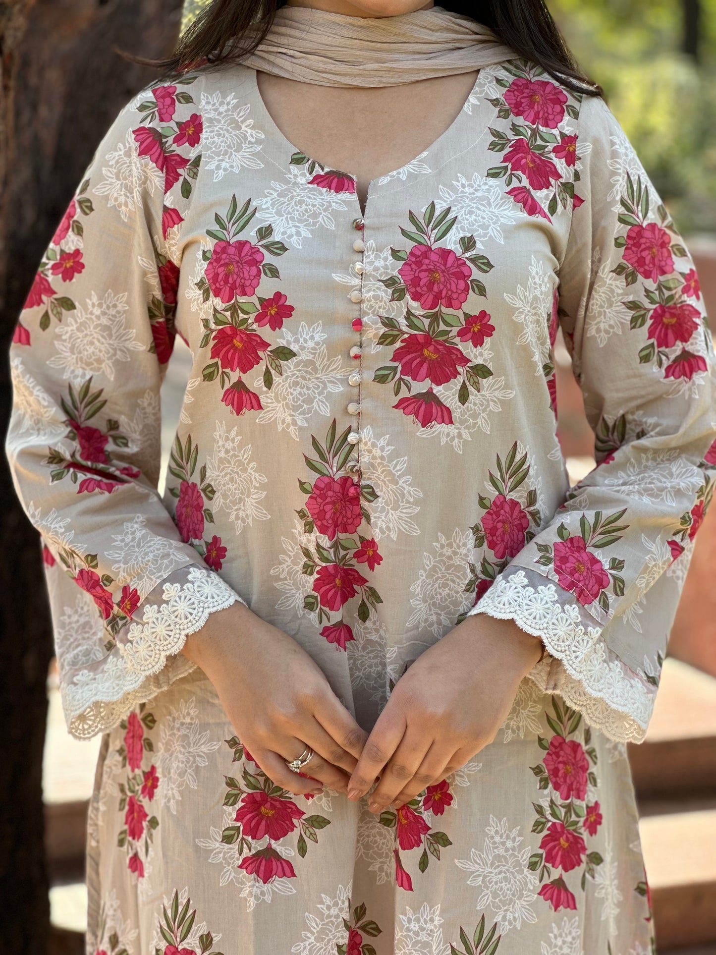 Perfect Beige Pakistani Suit Set