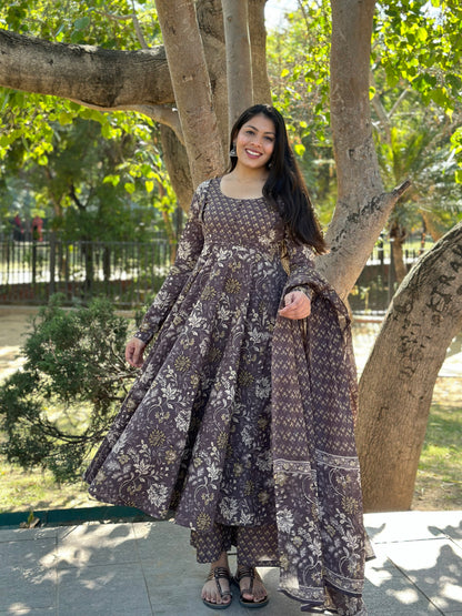 Blissful Brown Floral Suit Set