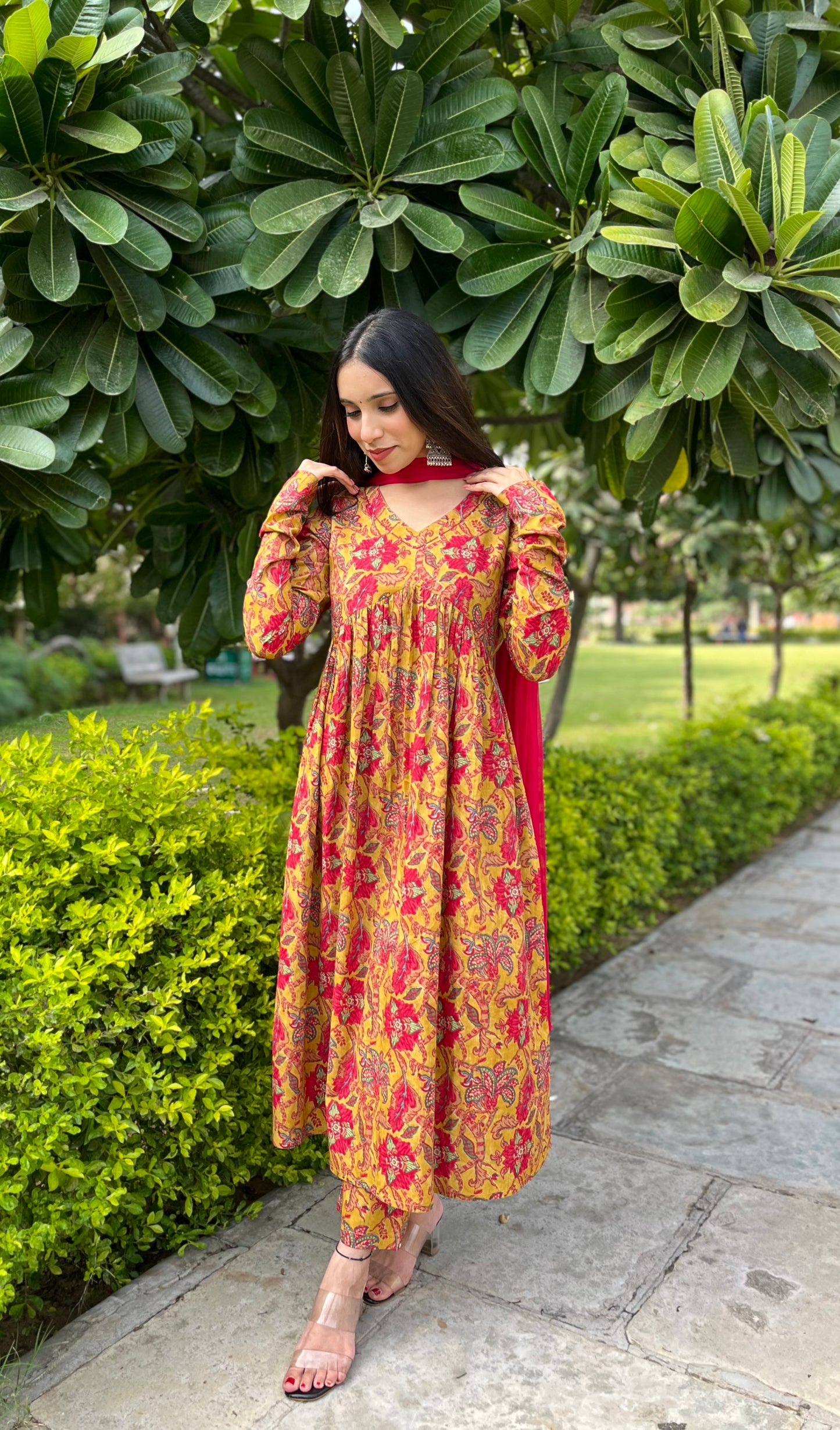 Yellow floral mohini set