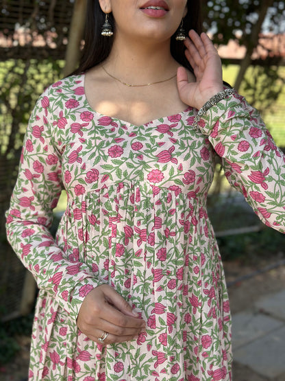 Pink garden alia cut kameez