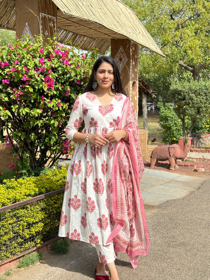 Pink blossom Angrakha suit set