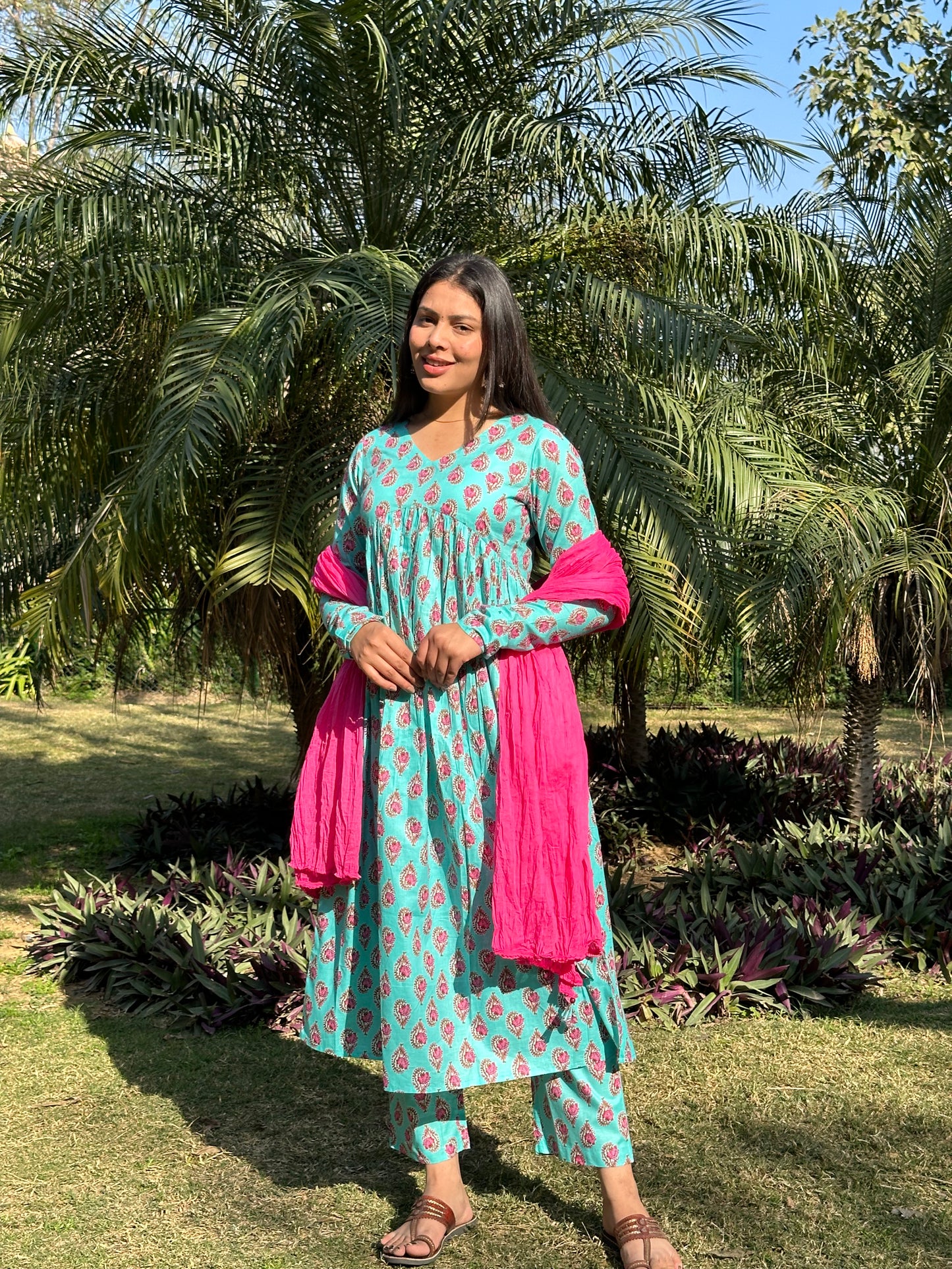 Pink Blue mohini suit set