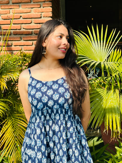 INDIGO MOTIF PRINTED DRESS