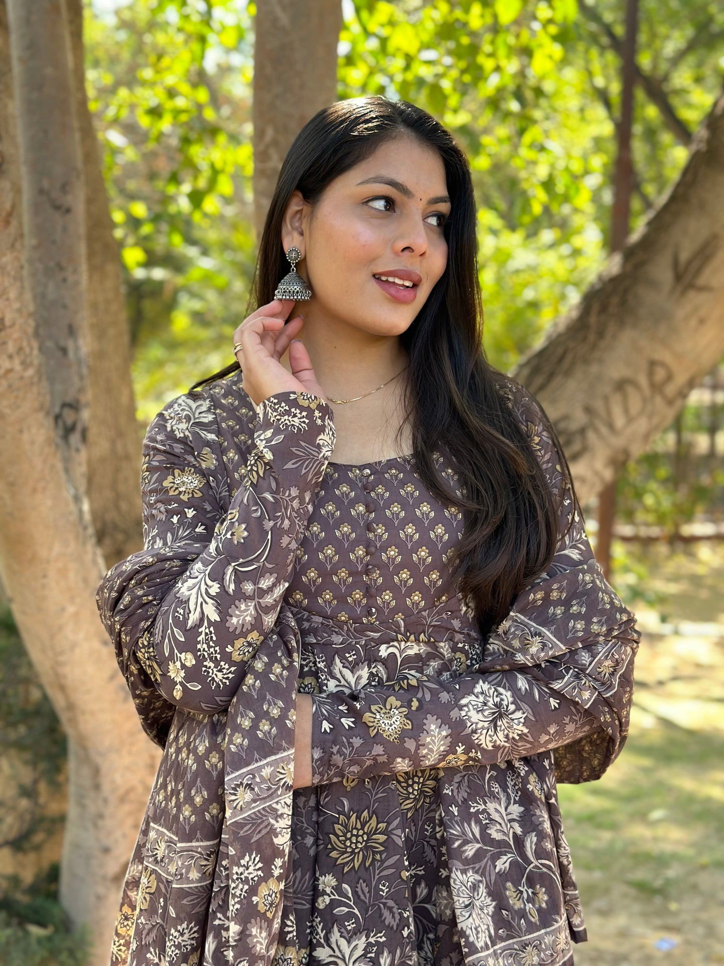 Blissful Brown Floral Suit Set