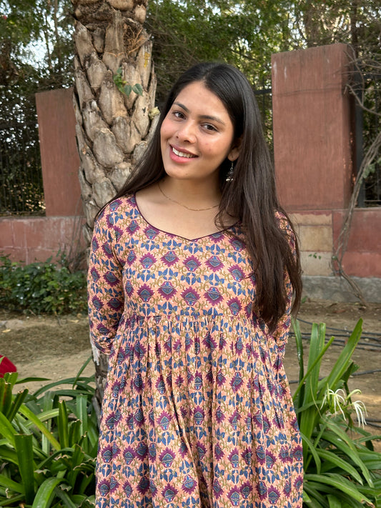 Peachy Lavender Anarkali kameez