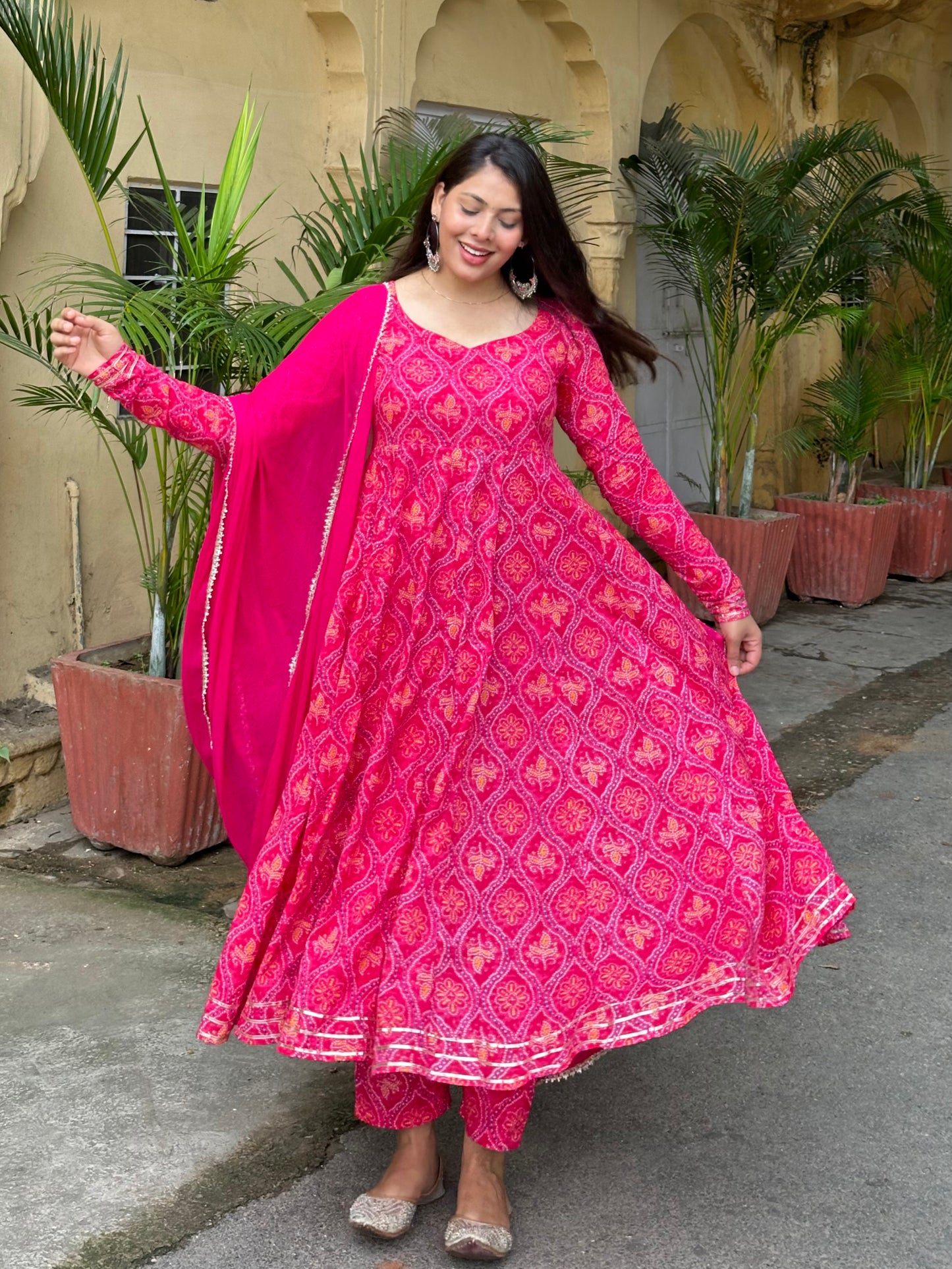 Bandhani Anarkali suit set