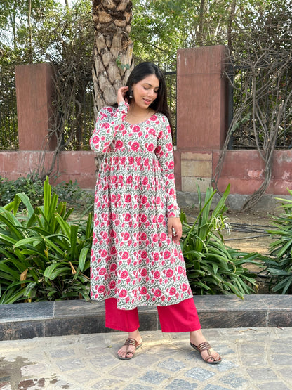 Shaam gulabi long chudidar Kameez