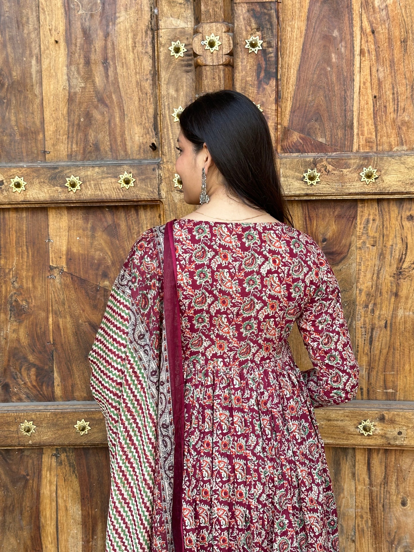 Maroon kalamkari suit set