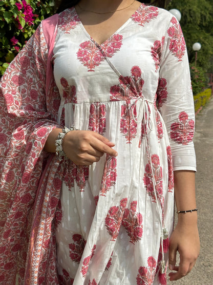 Pink blossom Angrakha suit set