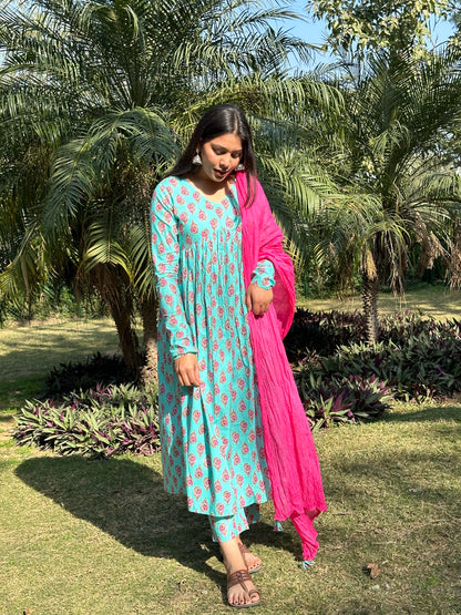 Pink Blue mohini suit set