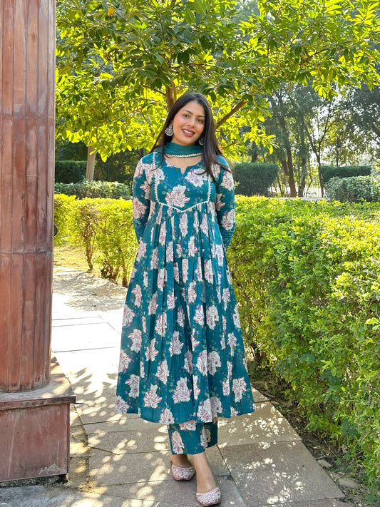 Rama Green Floral Suit Set