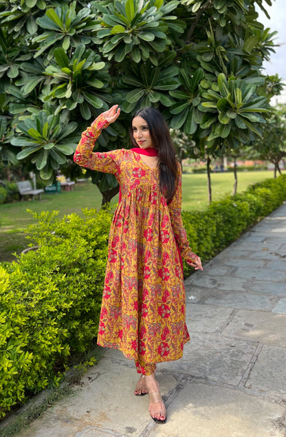 Yellow floral mohini set