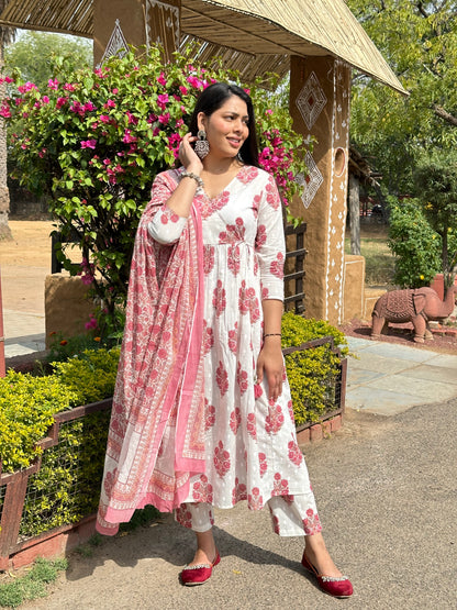 Pink blossom Angrakha suit set