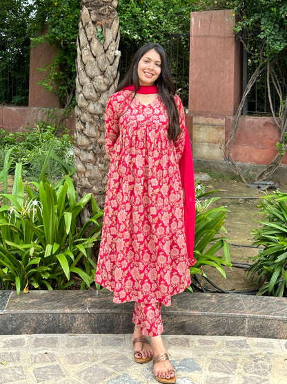 Coral Red mohini suit set