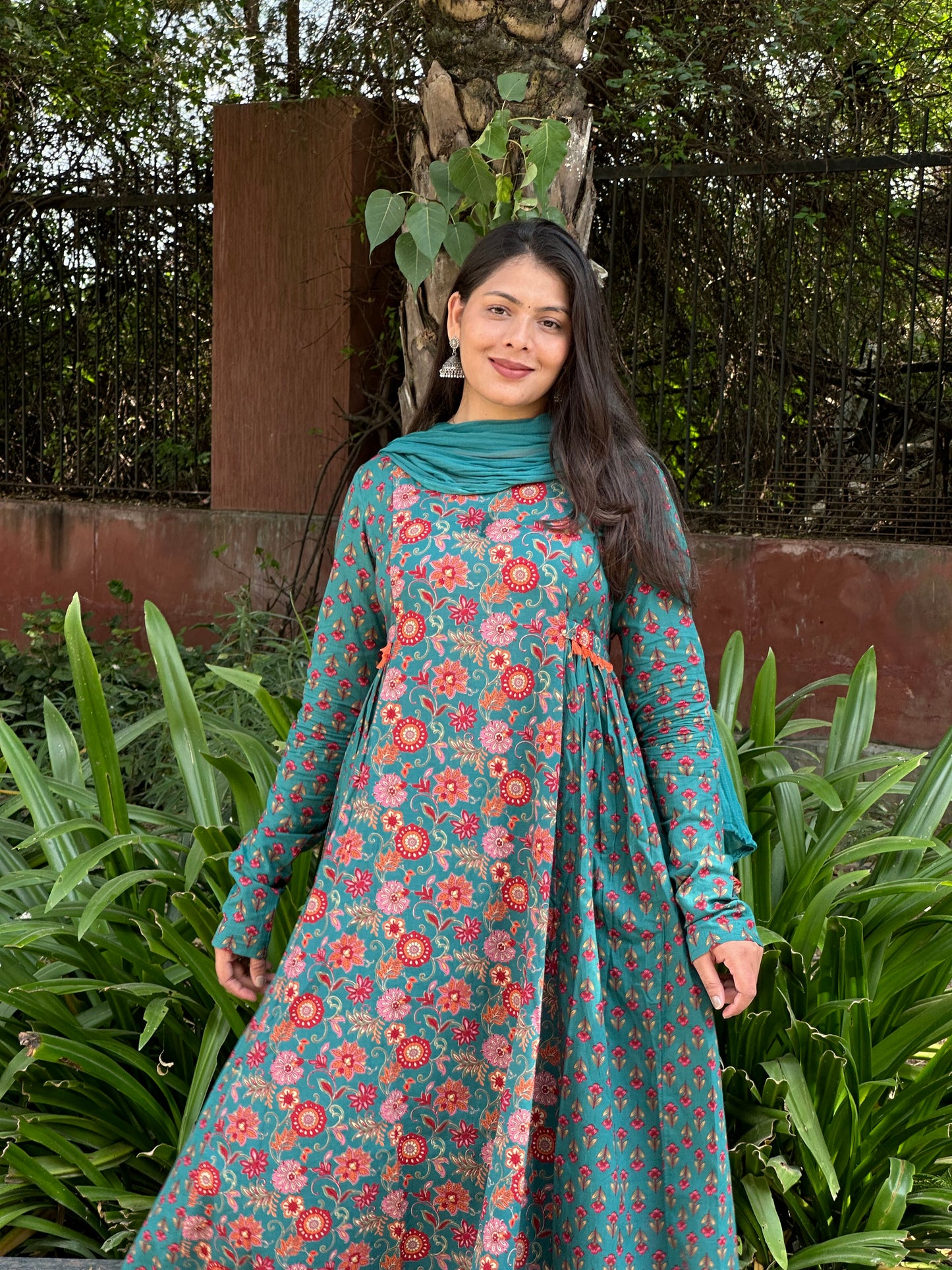 Orange green garden suit set