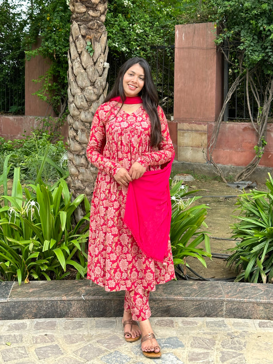 Coral Red mohini suit set