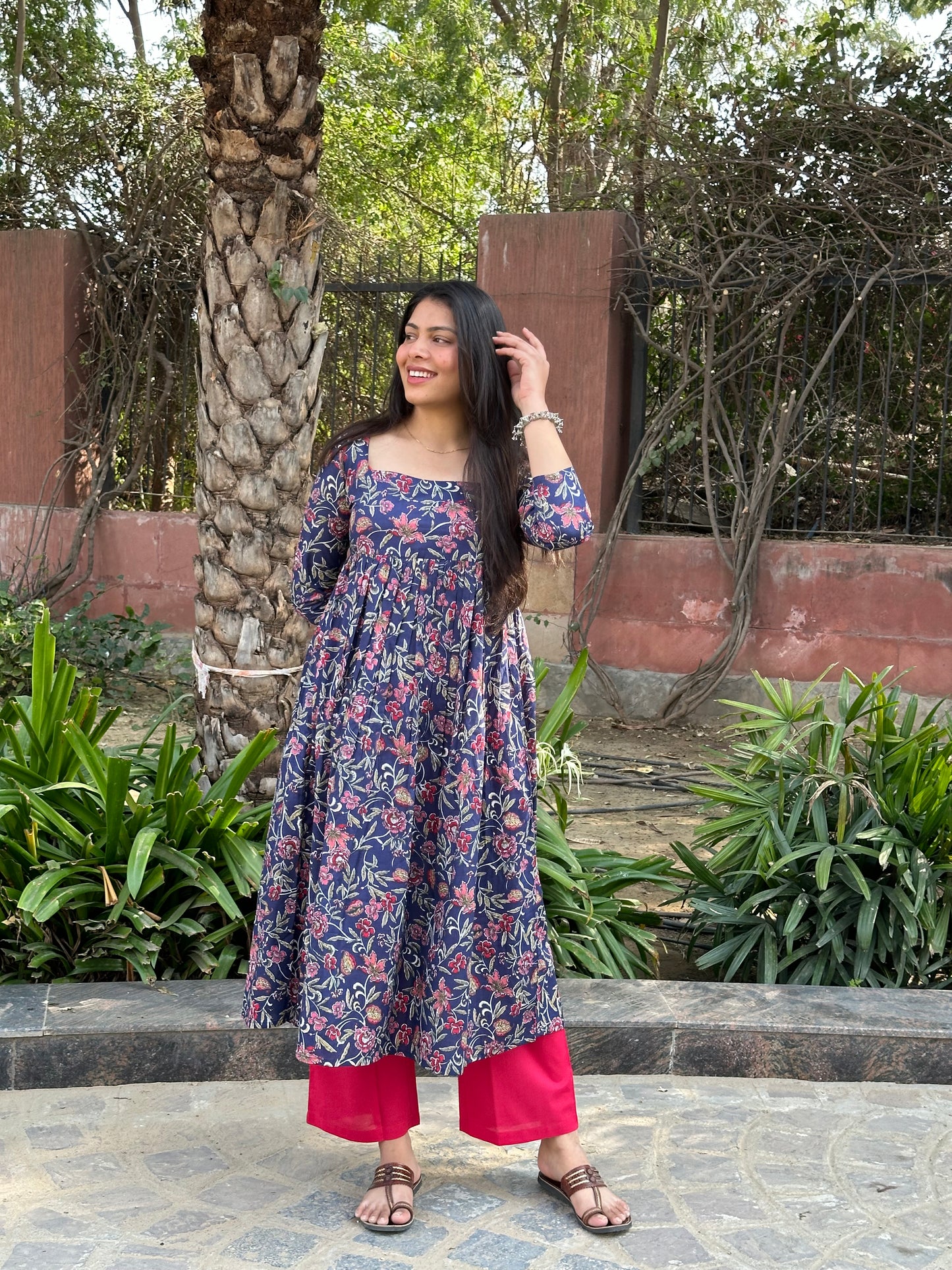 Rosy Indigo Anarkali kameez