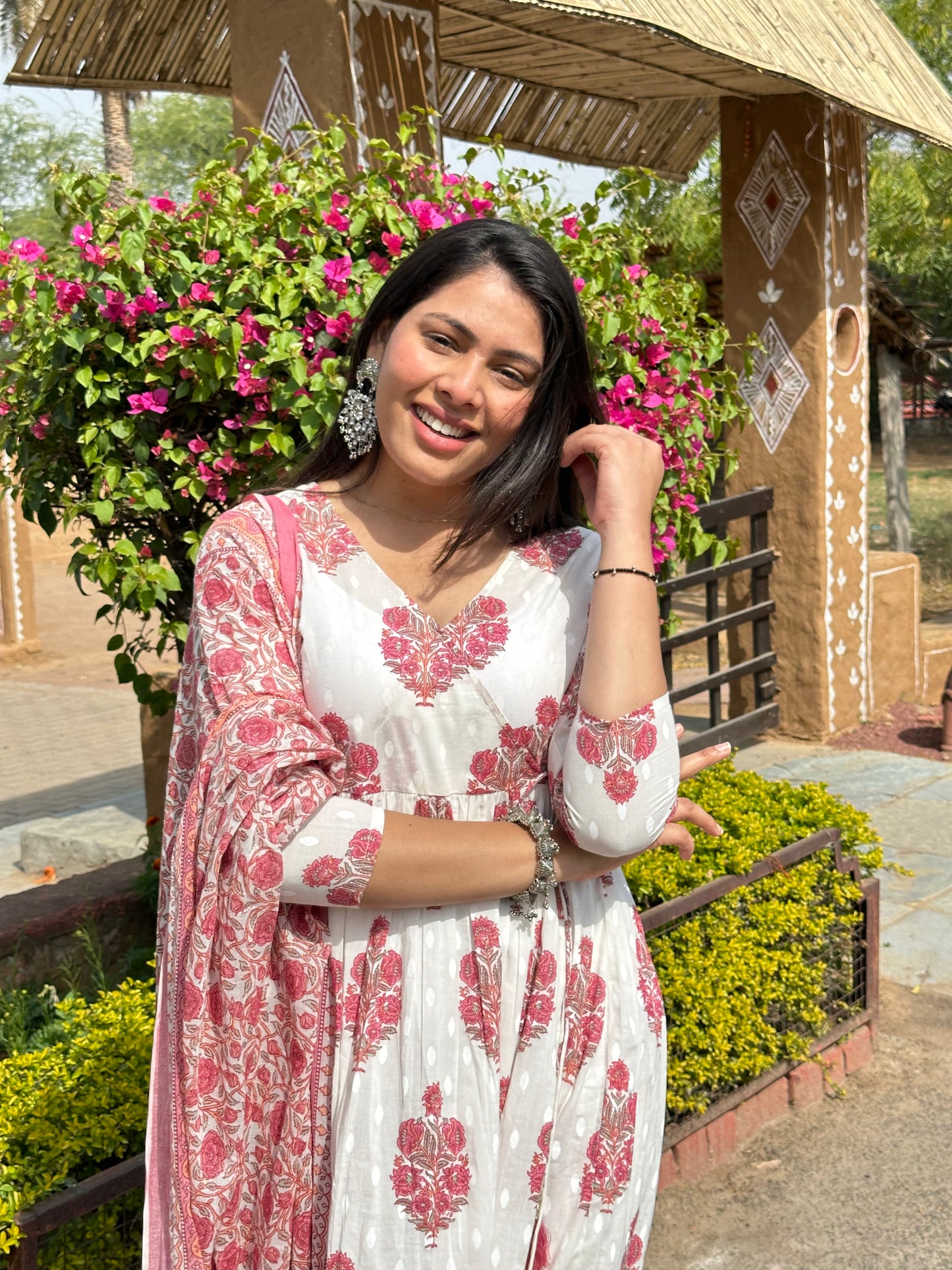 Pink blossom Angrakha suit set