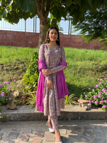 Purple green mohini suit set