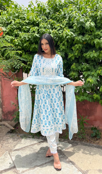 Aasmani Lace suit set