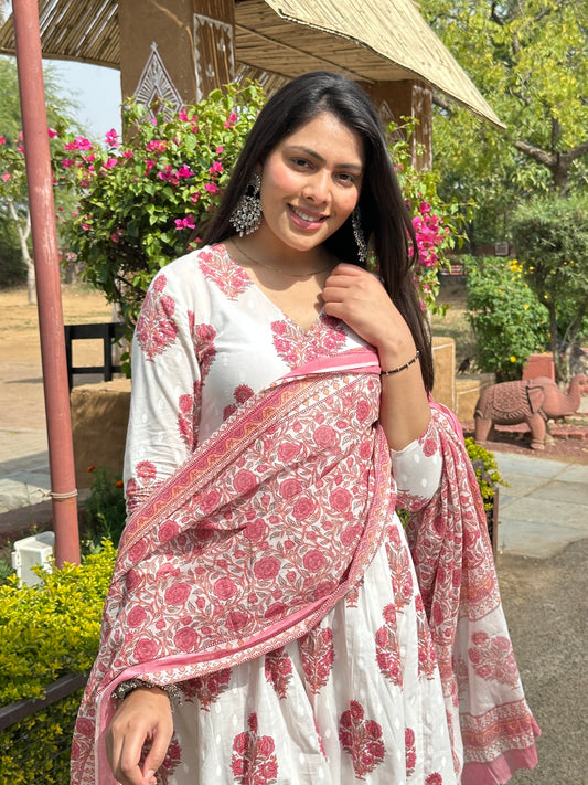 Pink blossom Angrakha suit set