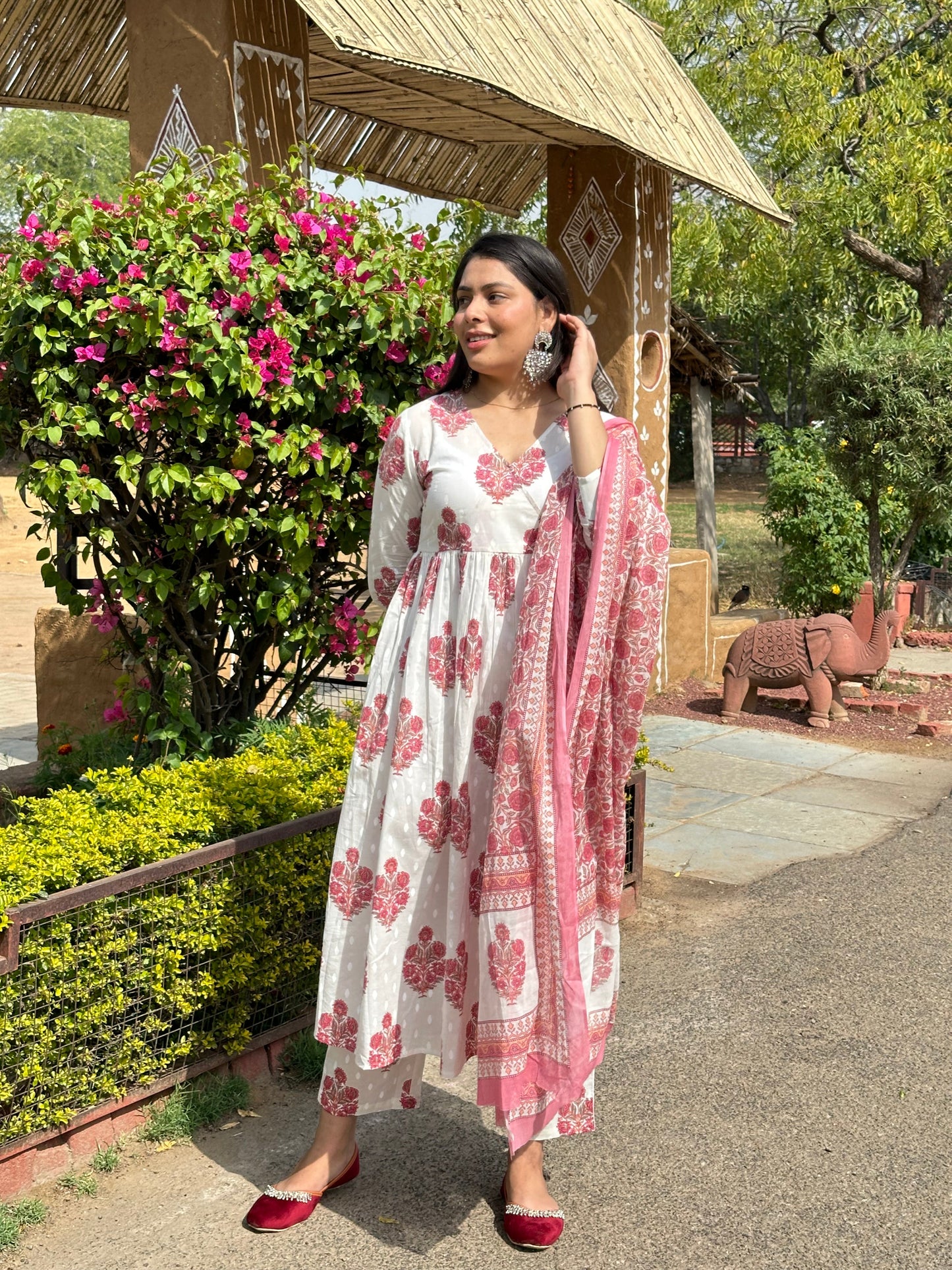 Pink blossom Angrakha suit set