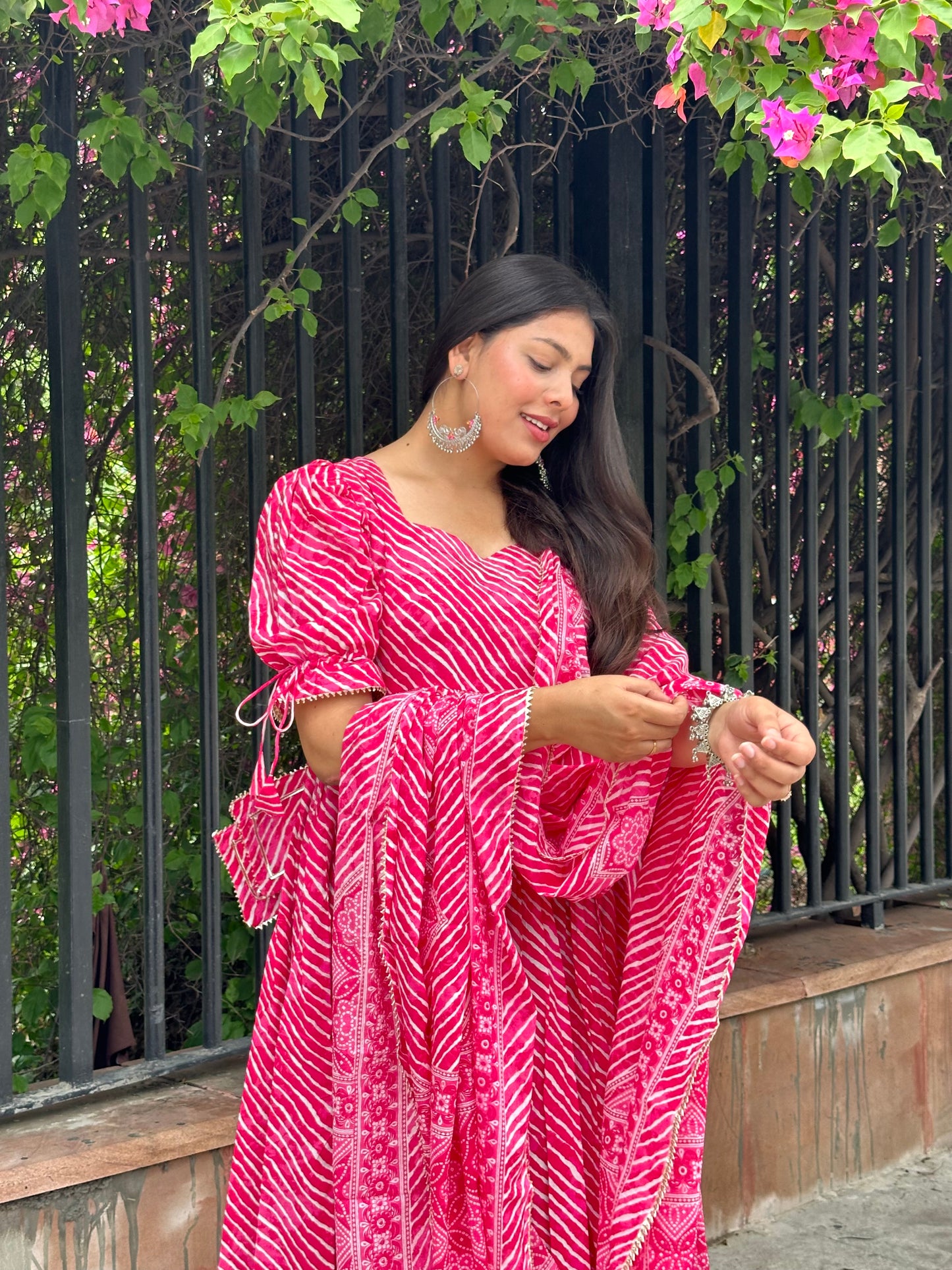 Pink Laheriya gher suit set