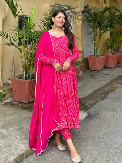 Bandhani Anarkali suit set