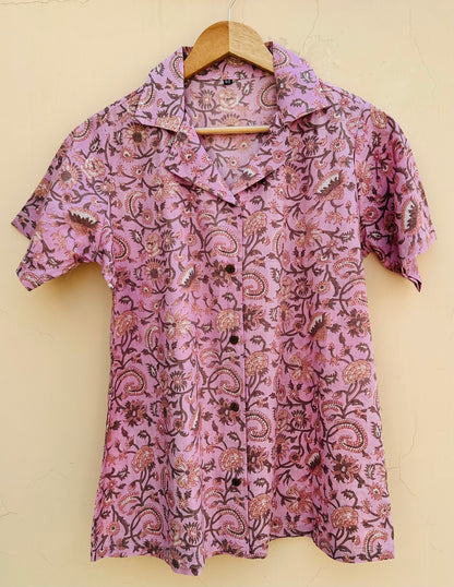 PINK HANDBLOCK PRINTED SHIRT