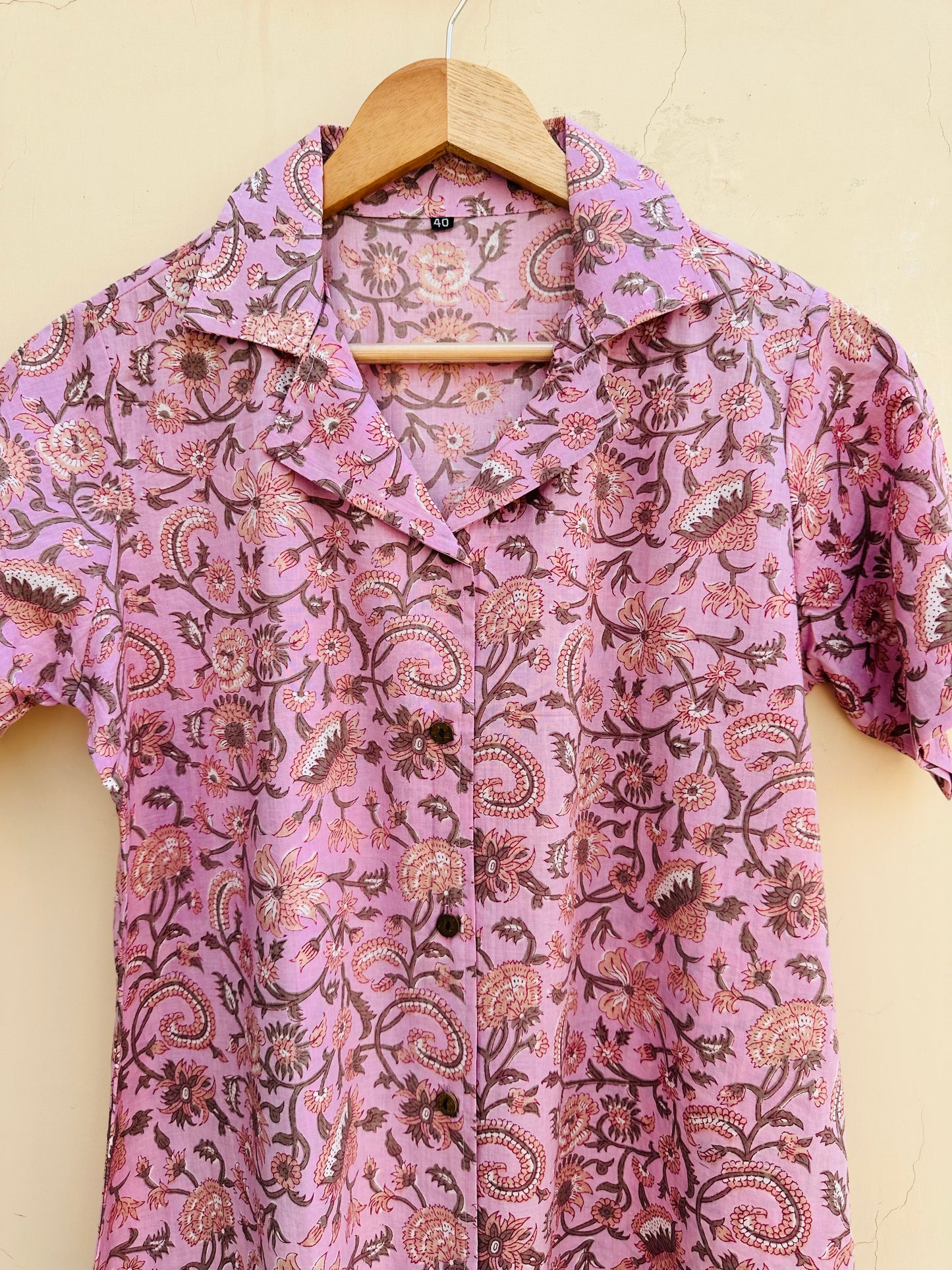 PINK HANDBLOCK PRINTED SHIRT