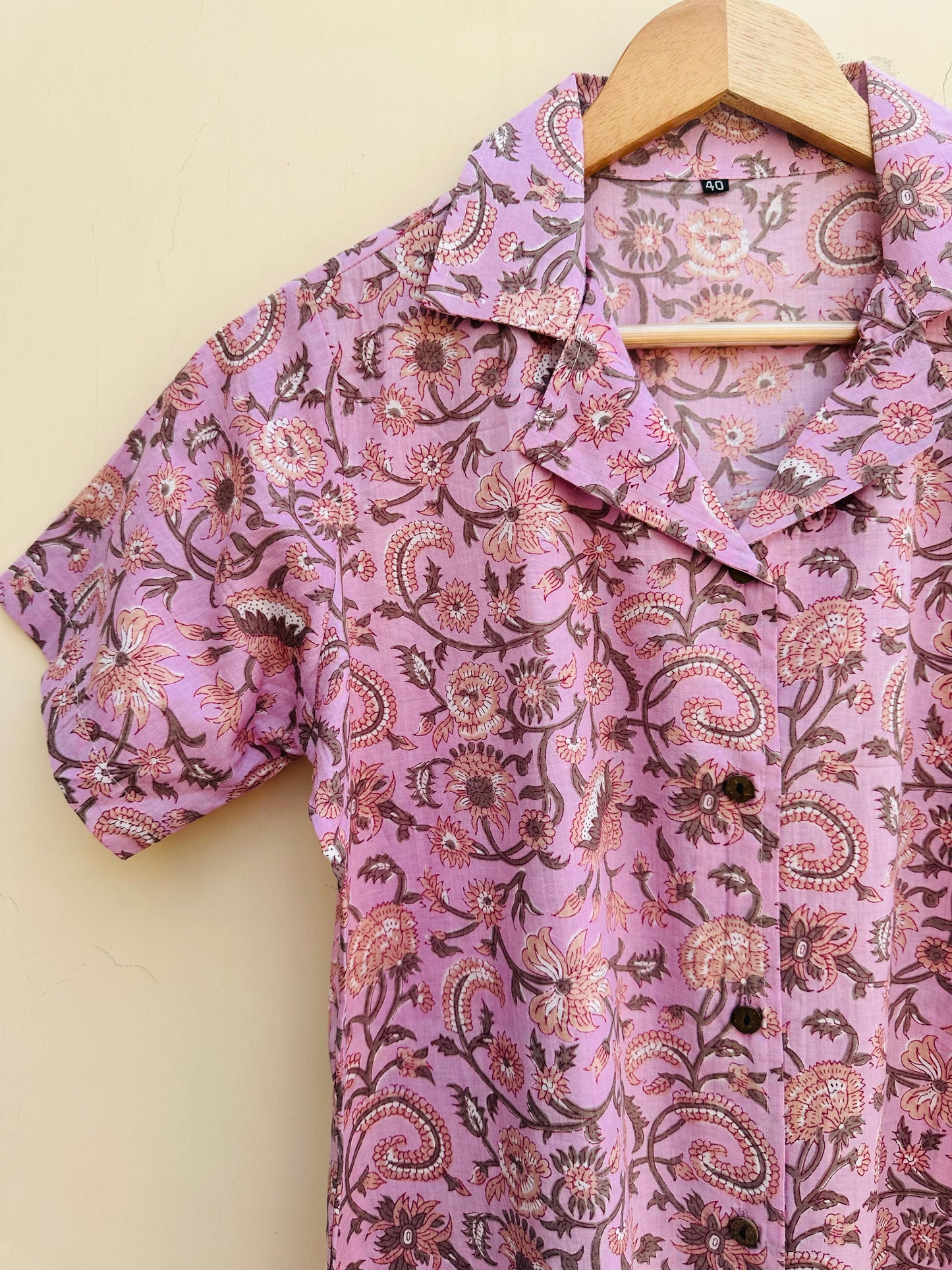 PINK HANDBLOCK PRINTED SHIRT