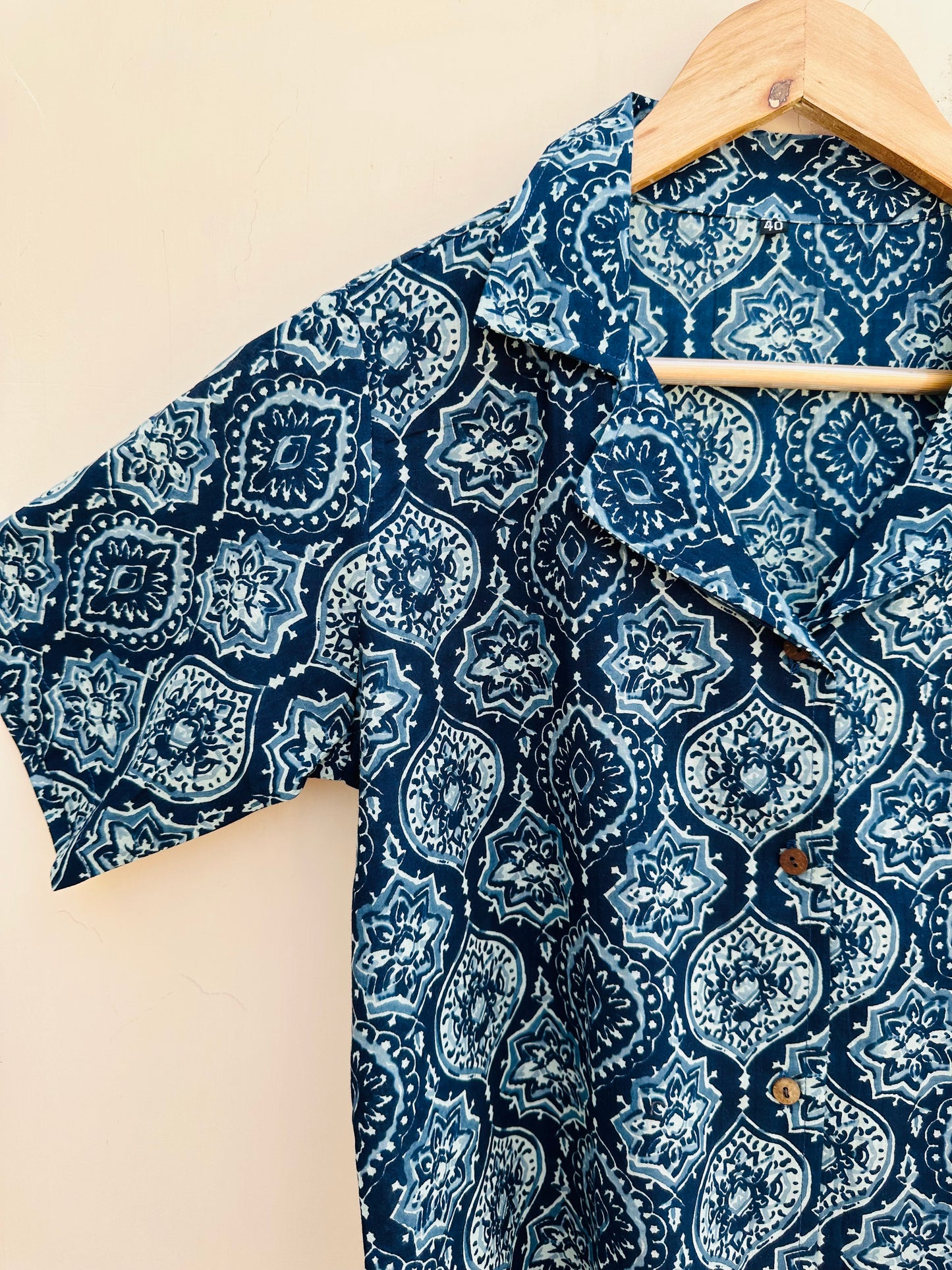 INDIGO HANDBLOCK PRINTED SHIRT